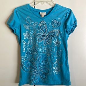 LIMITED TOO * Size 12 Girls * Blue with Embroidered & Rhinestone‎ Embellishments